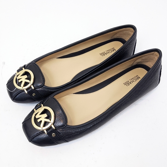 Michael Kors NEW Fulton Leather Logo Flats Black - Picture 1 of 8